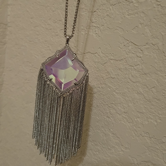 NWT KENDRA SCOTT FACETED DICHROIC SILVER NECKLACE - Picture 11 of 15